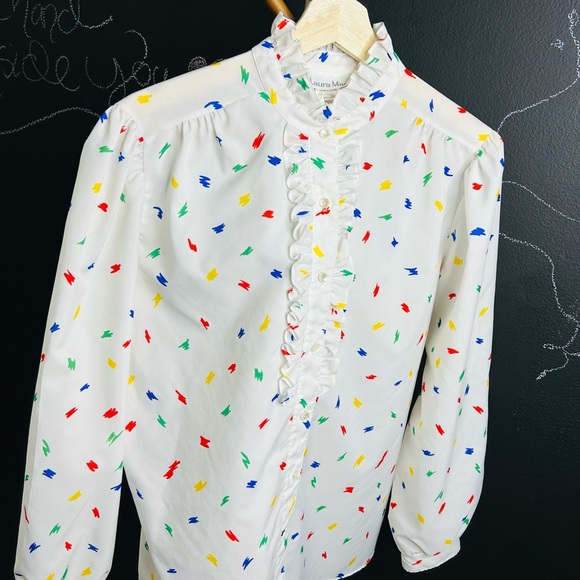 Vintage Tops - Vintage Ribbon Collar Blouse